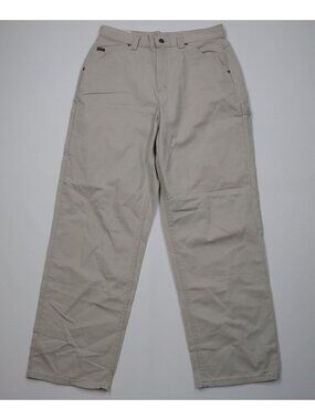 Vtg 90s Y2K Lee Riders Womens 14 Relaxed Wide Leg Carpenter Pants Beige Cotton